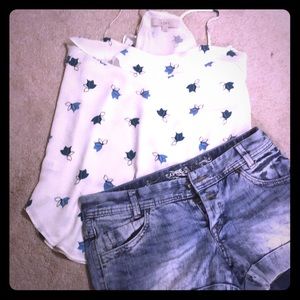 Loft chiffon ruffled flounce top